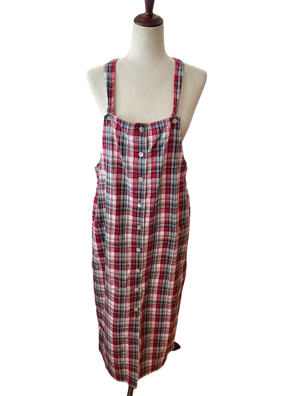 SUSAN BRISTOL VINTAGE PLAID COTTON OVERALL DRESS